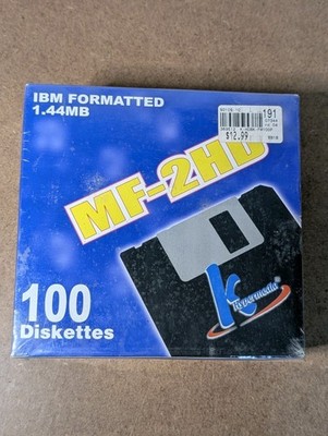 100 KHypermedia MF-2HD 3.5'' Black Diskettes Floppy Disk IBM Formatted New 
