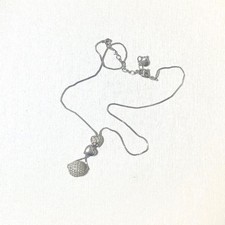 Swarovski Adjustable Heart Necklace White Gold Tone Pave Crystal Pendant