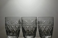 Webb Corbett Crystal Set Of 3 Cut Barrel Tumblers 3 3/4"