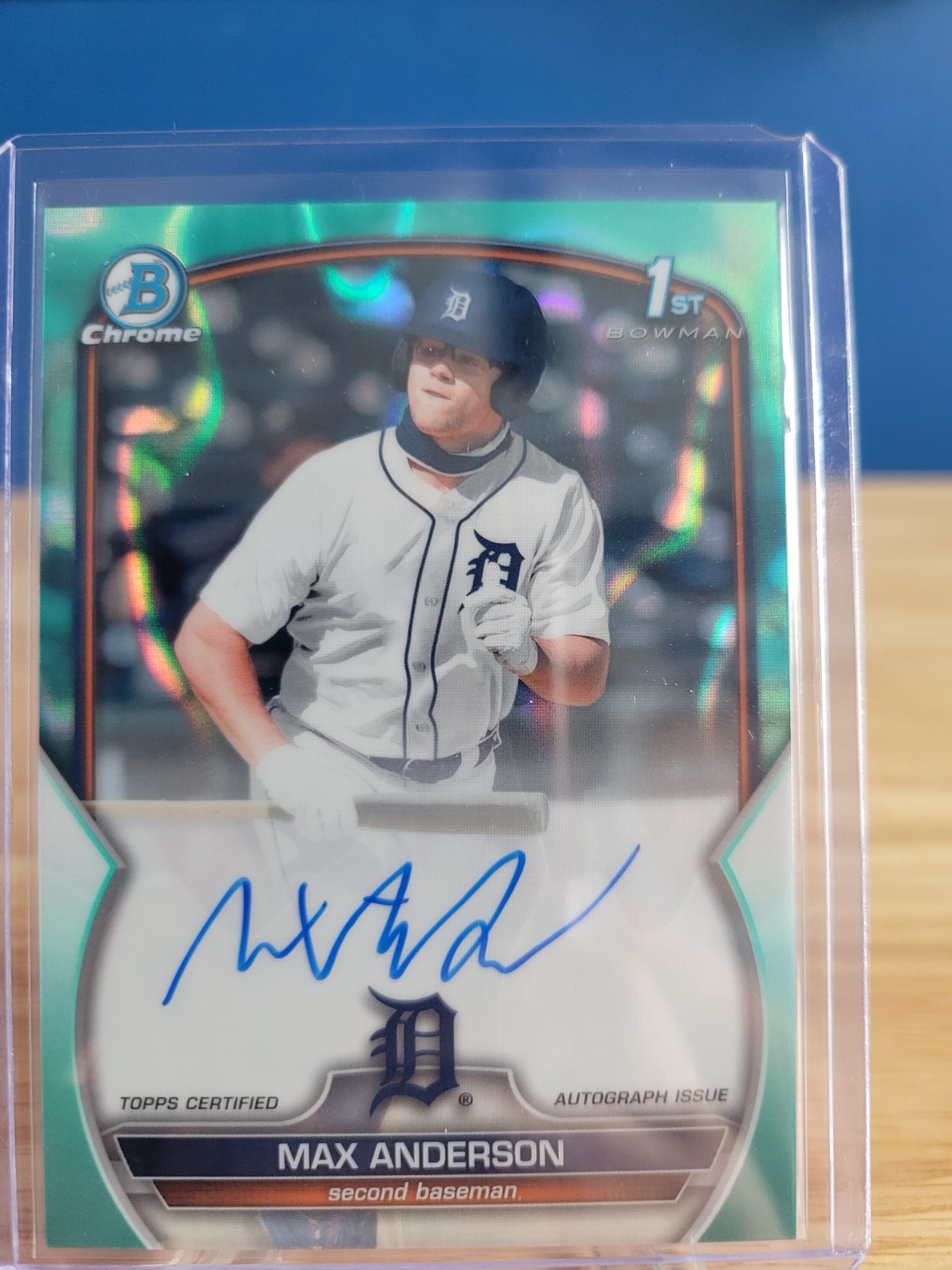 2023 Bowman Chrome Max Anderson 1st Aqua Lava Refractor Auto 096/199 Tigers