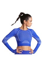 GYMSHARK Sz S Woman  s Turbo Seamless Long Sleeve Crop Top Cobalt Blue a