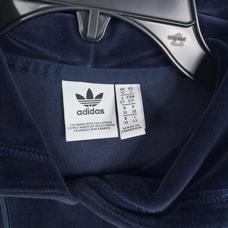 Adidas Originales Sudadera con Capucha Mujer Pequeña Azul Marino Terciopelo Trifolio Bordado GD3088 Foto 4 de 4