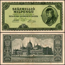 Hungary 100 Million Milpengo, 1946, P-130, Used