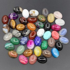 100pcs Mixed Natural Stone 13x18mm Oval Cab Cabochon DIY Jewelry Making No Holes