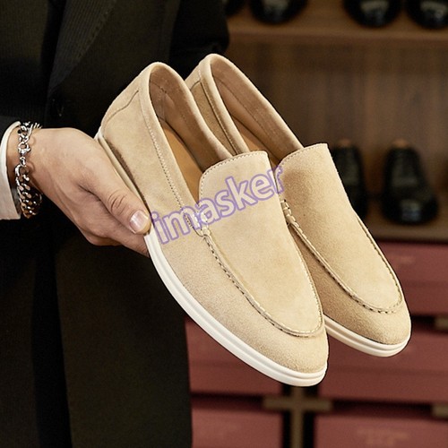 British Retro Men Real Leather Suede Slip on Loafers Casual Business Party Shoes - Picture 26 of 30