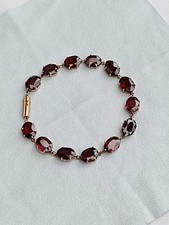 9ct Gold Garnet Bracelet Set With 13 Gemstones- Around 18 Carats- 1.38 Each 💎