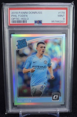 2018 Panini Donruss Rated Rookie Optic Holo Phil Foden Soccer Card 