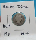1911 BARBER DIME 90% Silver / Good, Circulated Condition
