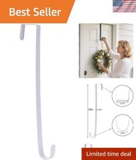 15-Inch Over the Door Wreath Hanger in White - No Drilling Needed, Holds 22 lbs