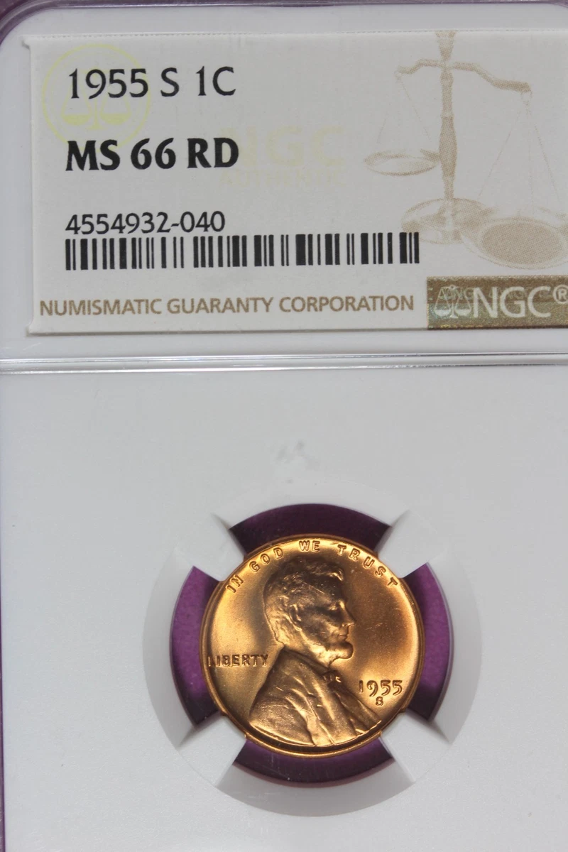 1954年 リンカーン1セント NGC MS65 RD NGC 1954 Grade MS 65 Lincoln Wheat US Small Cents (1909-1958) for