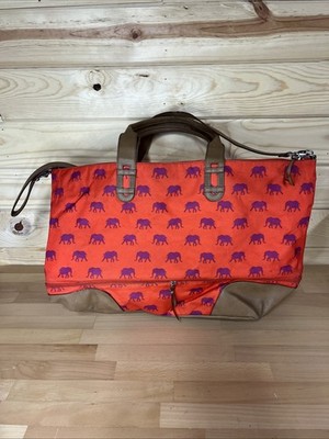 Stella and Dot Tote Travel Duffel  Getaway Weekender Elephant Bag Orange Purple