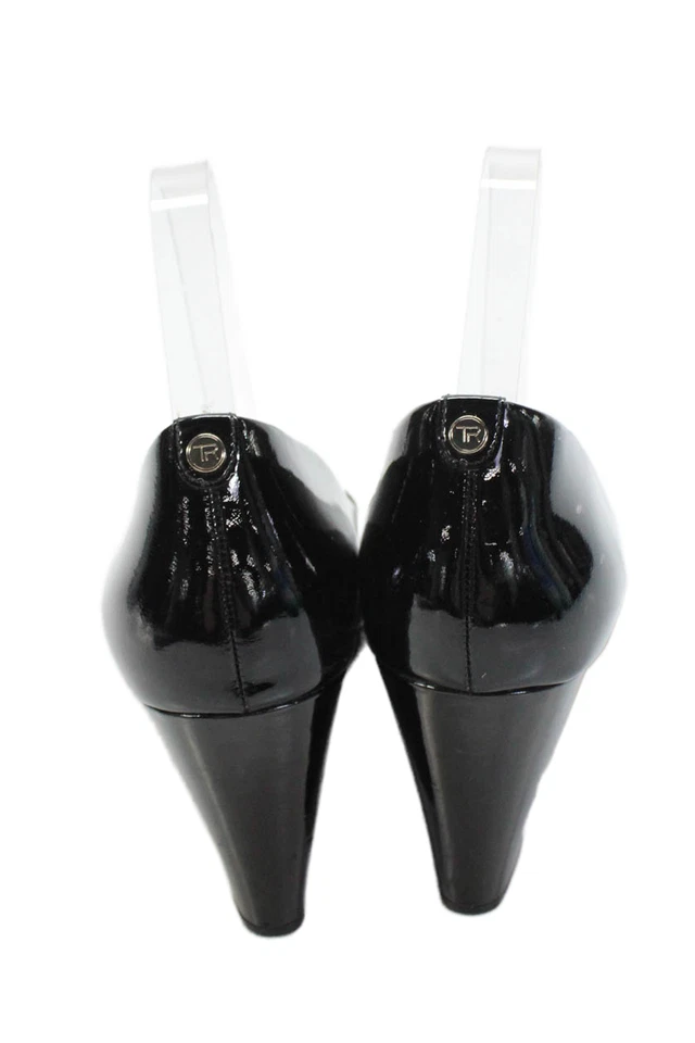 Zapatos de salón Taryn Rose para mujer sin cordones de tacón de cuña charol negros talla 10 Foto 3 de 4