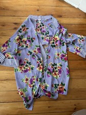 Victoria s Secret gold label robe purple white floral polka dot stripe ONE SIZE
