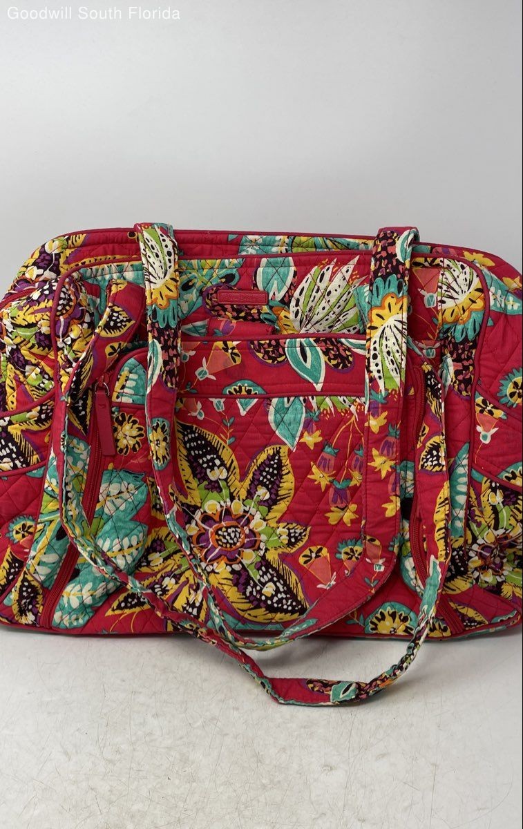 Vera Bradley Womens Commuter Red Flower Print Double Handle Zip Top Tote Bag