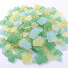 Jetec Sea Glass Pieces for Crafts, Green, Yellow, Blue, 11 Oz