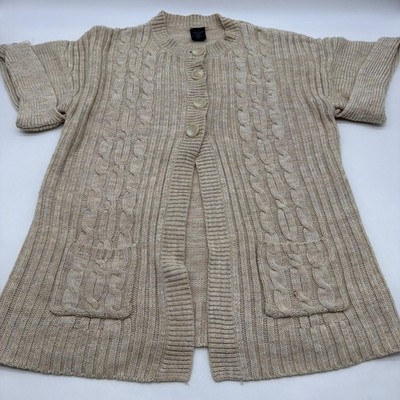 Fade Glory Quality Goods Cardigan  Women L Beige Pockets 100% Acrylic.#41293