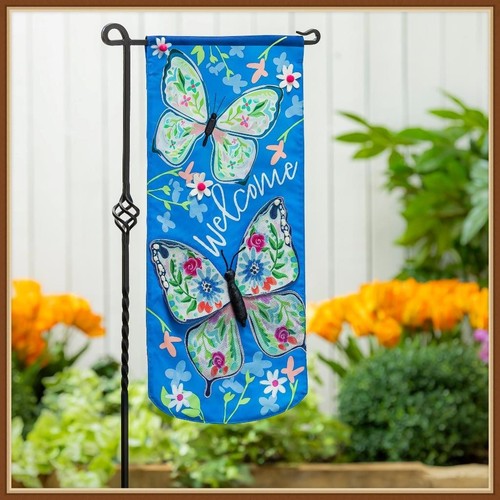 EVERGREEN GARDEN FLAG * FLUTTERING BUTTERFLY * EVERLASTING IMPRESSIONS - NEW