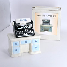 Cracker Barrel Salt and Pepper shakers typewriter and desk very cute thumbnail