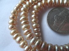 15 1/2" Strand 5-5.25mm Wide Natural Freshwater Pearls Button Beige 86 DNG