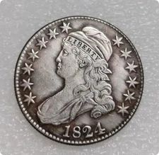 Hot 1824 Capped Bust Silver Half Dollar 50c