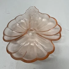 1930s Jeannette Doric Pink Depression Glass Divided Clover/Shamrock Serving Dish