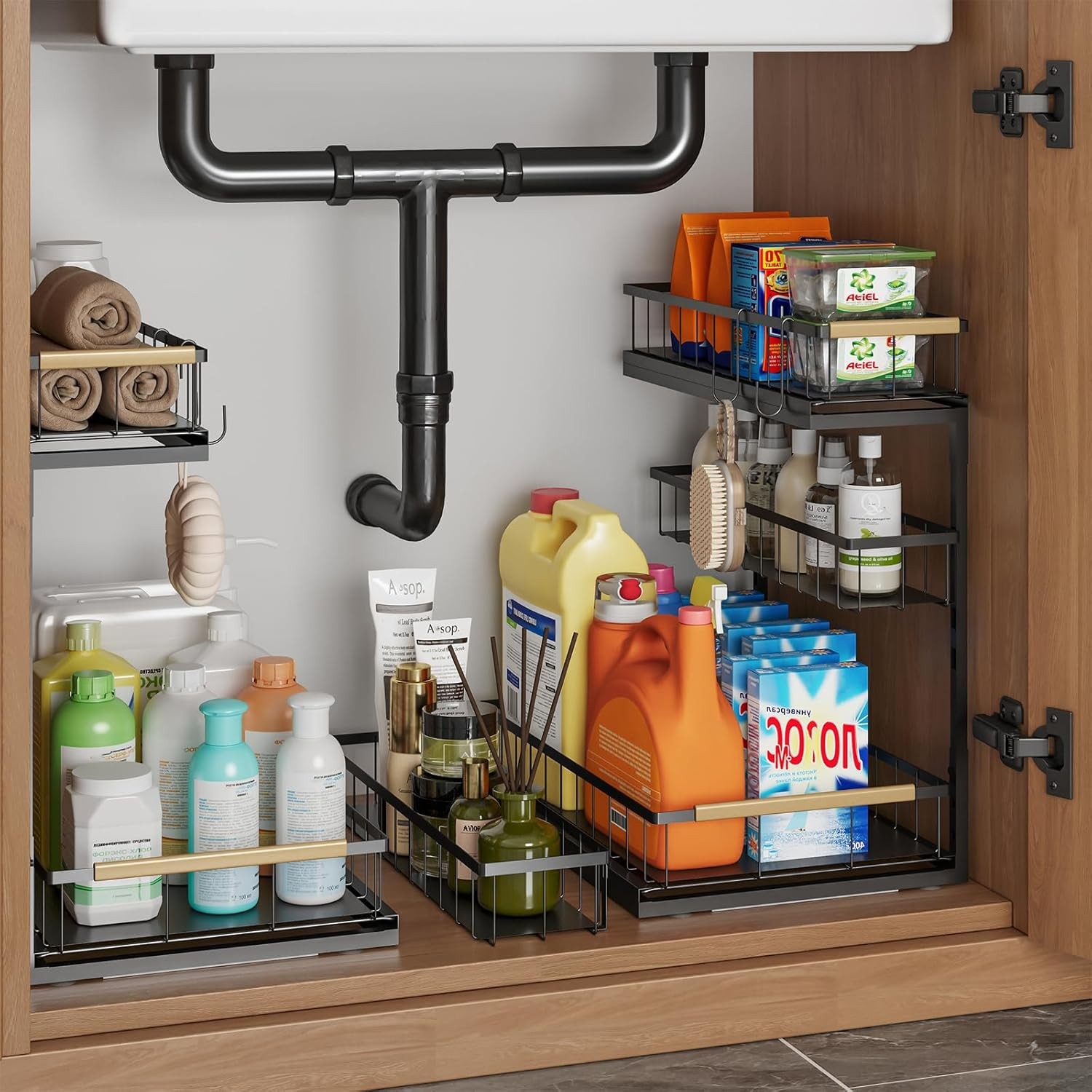 2 Pack 3 Tier Under Sink Organizer Storage for Kitchen Bathroom Cabinet Shelf