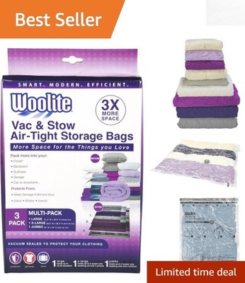 Woolite Stackable Vacuum Storage Bags, 3-Piece Set for Smart Home Organization