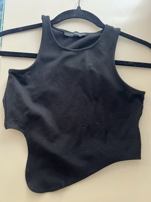 Local European black crop top with unique design Size S #0053