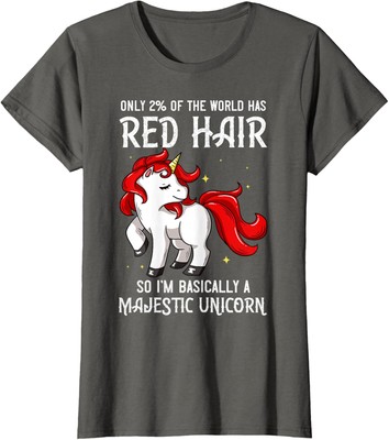 Red Hair Unicorn Redhead Funny Headed Cute Present Ladies' Crewneck T-Shirt