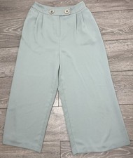 Ladies Topshop Wide Leg high waisted Cropped Trousers light Green W28 L22