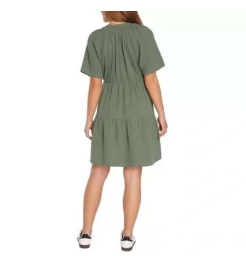 Gap Gauze Cotton Dress V-Neck Tiered with Pockets Empire Waist Medium - Picture 2 of 5