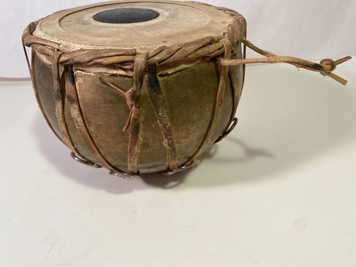 Vintage Handmade Nepalese or Indian BRASS Tabla Bayan Drum Hand Hammered