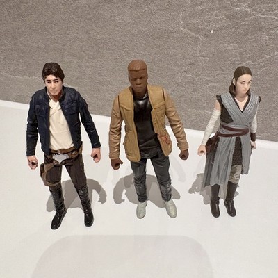 Star Wars First Shot Pre Production Figuren. Han Solo, Ray und Finn.