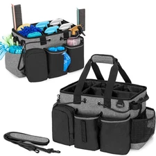 Large Professional Cleaning Caddy with Detachable Divider, Supply Organizer w...