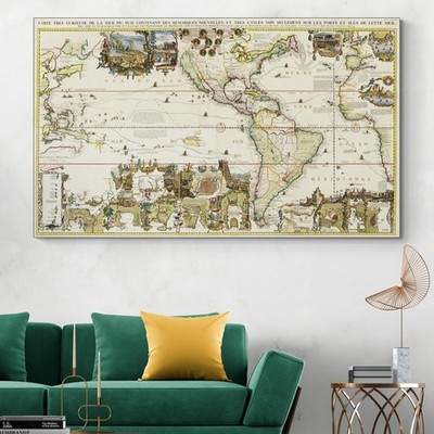 1719 Henri Chatelain Map of New World   Trade & Exploration Routes Print