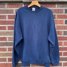 Navy Blue Pullover Cotton Crewneck Sweatshirt
