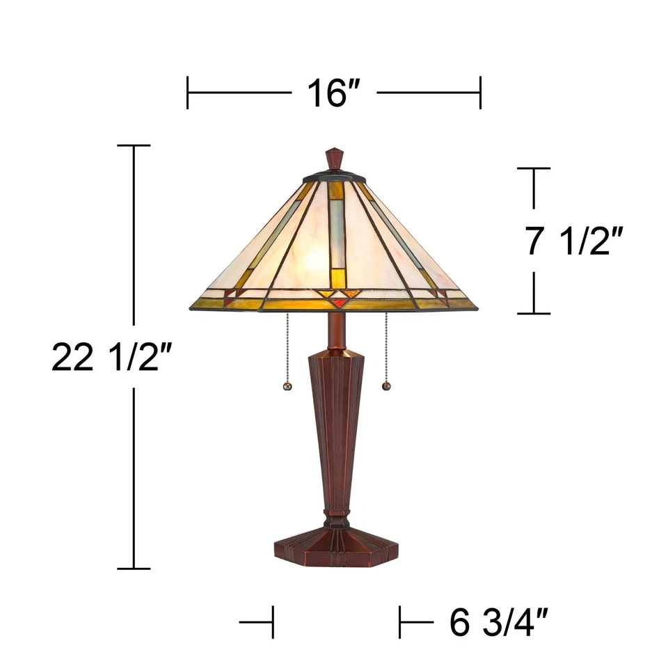 Landford Traditional Tiffany Style Accent Table Lamp 22 1/2" High Bronze Metal - Image 4 of 4