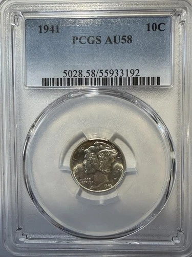 1941 Mercury Dime 10c Silver PCGS About Uncirculated 58 Coin Nice Piece |