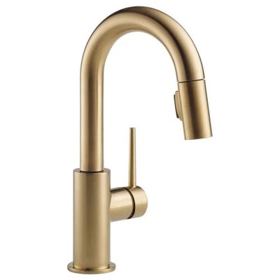 Delta 9959-CZ-DST Trinsic Single Handle Pull-Down Bar/Prep Faucet Champagne Bron