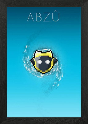 Minimal Pixel S Diver ABZU Framed Wall Art Poster Canvas Print Picture
