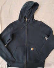 Carhartt Zip Up Hoodie Sweatshirt Women  s Size Medium Navy Blue Pockets EUC