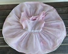 Vintage 1950s girl sheer dress w pink gingham n Appliqu
