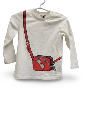 NWOT NEW Moschino Girls White Sweatshirt with Red Shoulder Bag Logo 18/24m