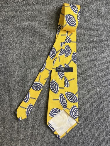 Vintage Polo Ralph Lauren Umbrella Geometric Tie, Cotton Silk USA Made - Picture 2 of 5