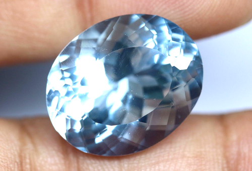17.20 Ct Natural SANTA MARIA Aquamarine Oval Cut Loose Gemstone Certified - Picture 7 of 9