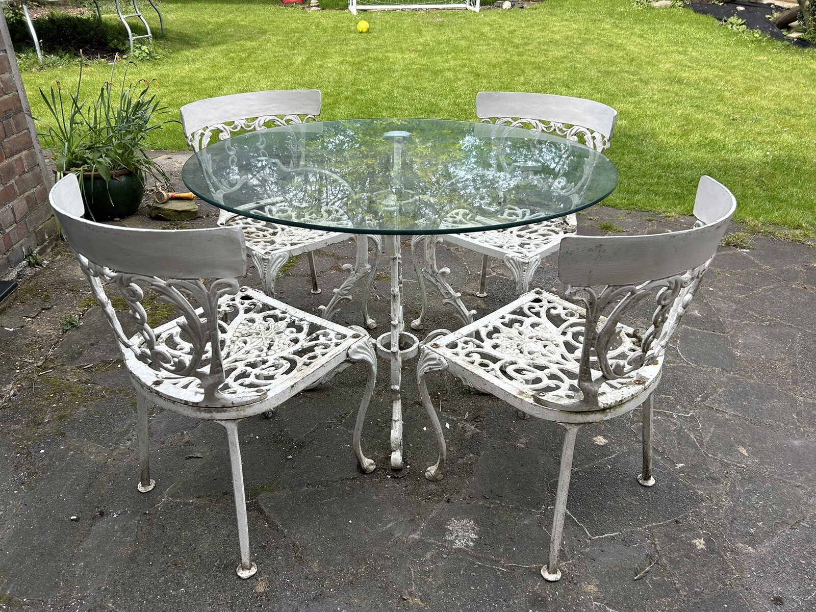 Vintage Wroght Iron Garden Table & Chairs eBay