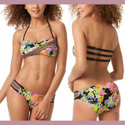 NEW 2PC Trina Turk [ 6 ] Monaco Twisted Bandeau Top + Bikini Bottom #B56