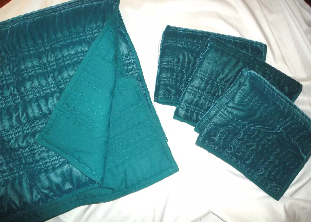 TARGET THRESHOLD LOFTY DARK TEAL VELVET 4PC KING CALIFORNIA KING