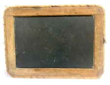 Antique Double Sided Slate Chalkboard W/Felt & Twine Trim 8”x11” 1800s