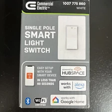 Commercial Electric Smart 10 Amp Single-Pole Specialty White Light Switch